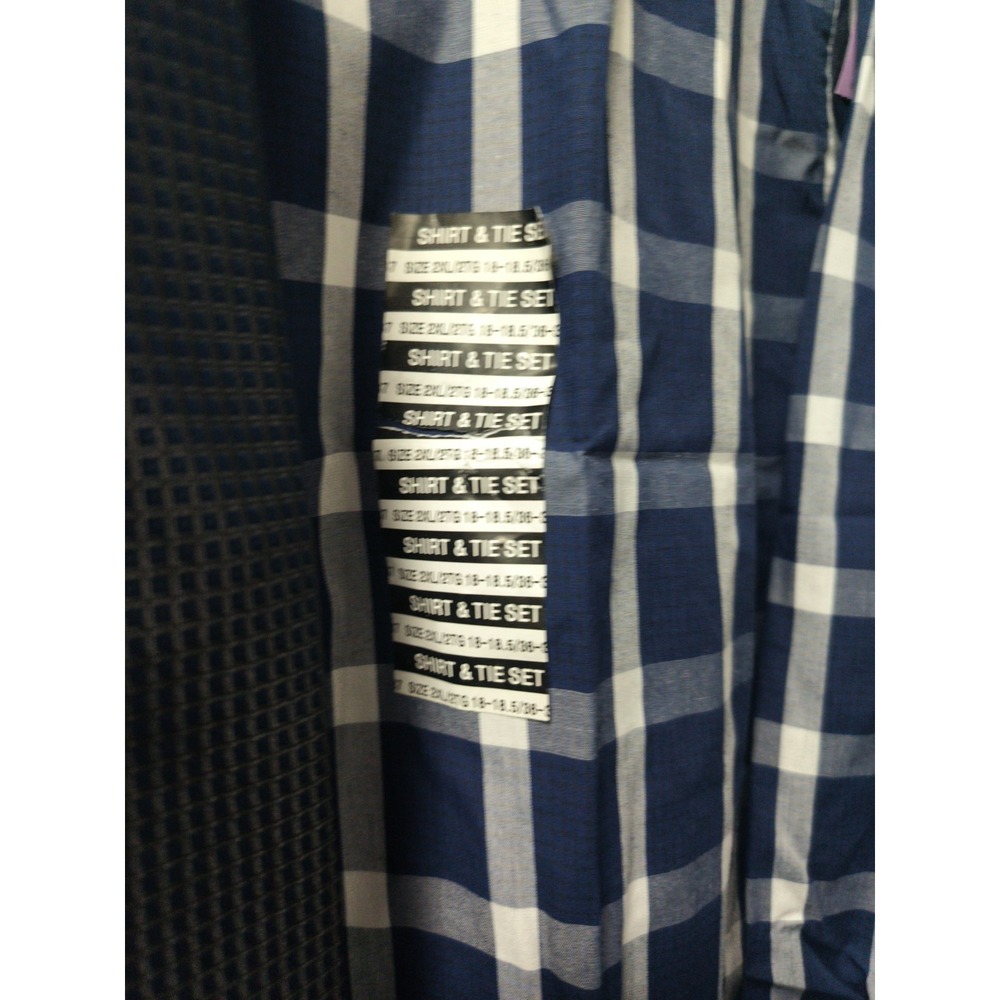 Nick Graham Modern Fit Men's Cotton Dress Shirt & Tie Set Blue 2XL 18-18.5 36-37 - Picture 3 of 12